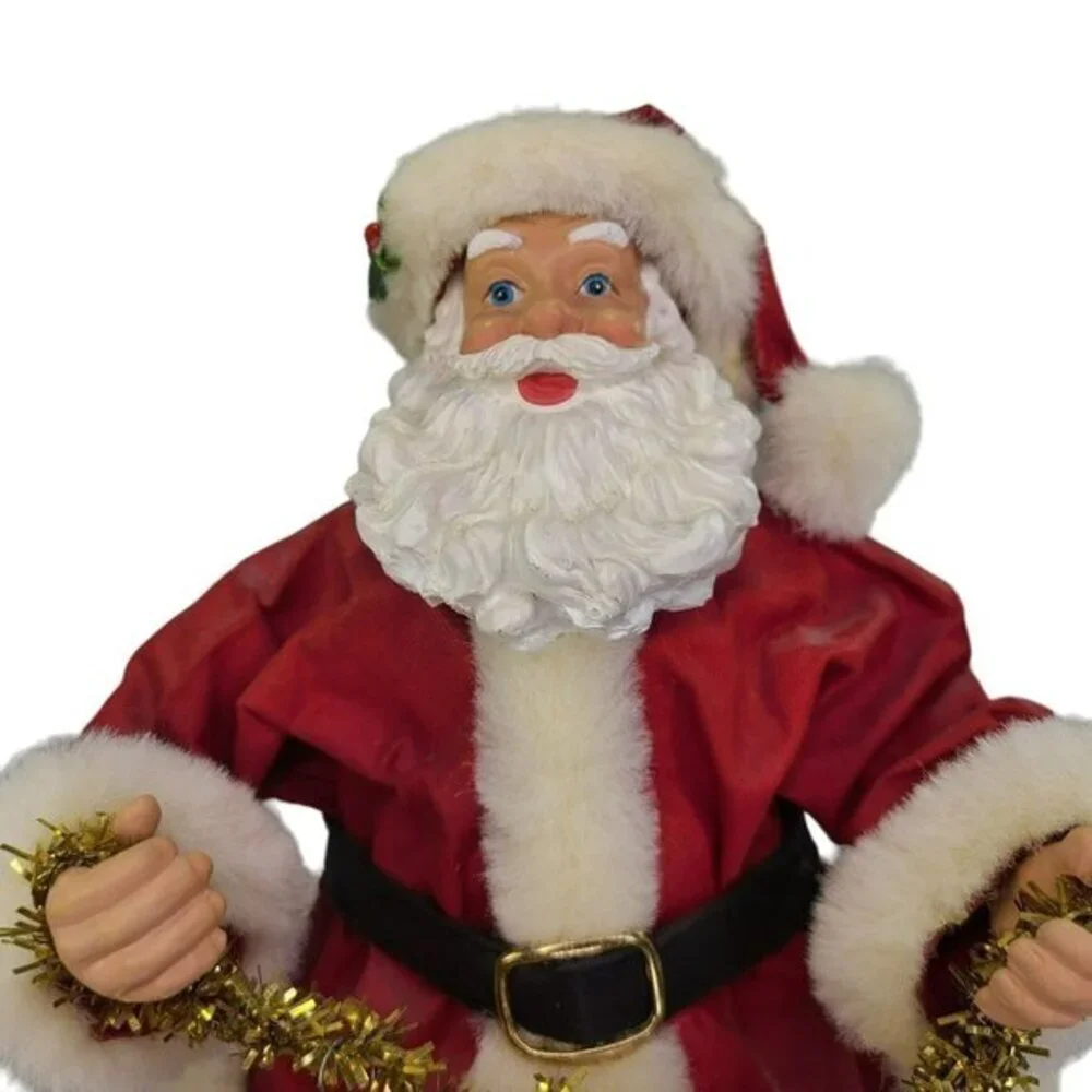 Possible Dreams‎ Santa Claus Holding Ornaments Fabric Clothtique Basket Vintage